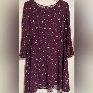 Old Navy Floral Print Shift Dress Women’s Size XXL Purple Multi 3/4 Sleeve